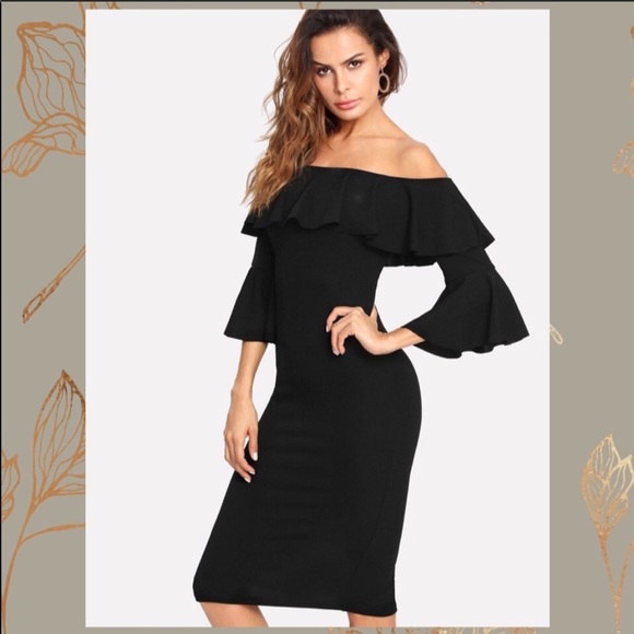 🎉HP🎉 Classic Black Dress with Flounce Sleeve - Picture 3 of 7